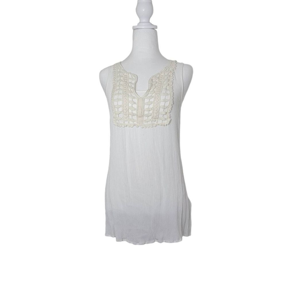 Market Spruce Women's Lightweight Blouse -  Medium - Cream - Embroidered Tunic